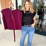 Casual Chic Tee - Merlot-210 Casual Blouses-ENTRO-July & June Women's Fashion Boutique Located in San Antonio, Texas