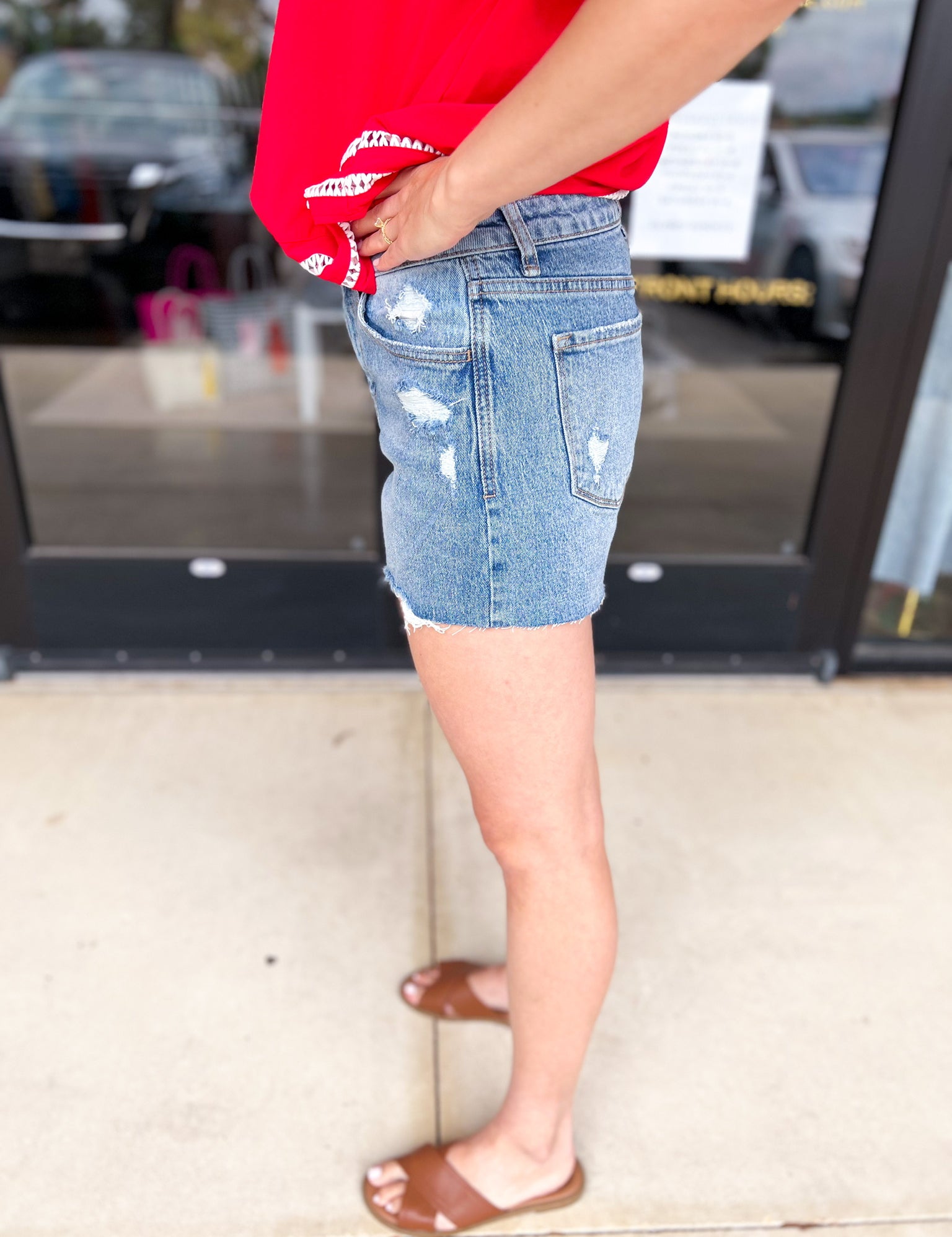Vervet - High Rise Medium Wash Mom Shorts-410 Shorts/Skirts-VEVERT BY FLYING MONKEY-July & June Women's Fashion Boutique Located in San Antonio, Texas