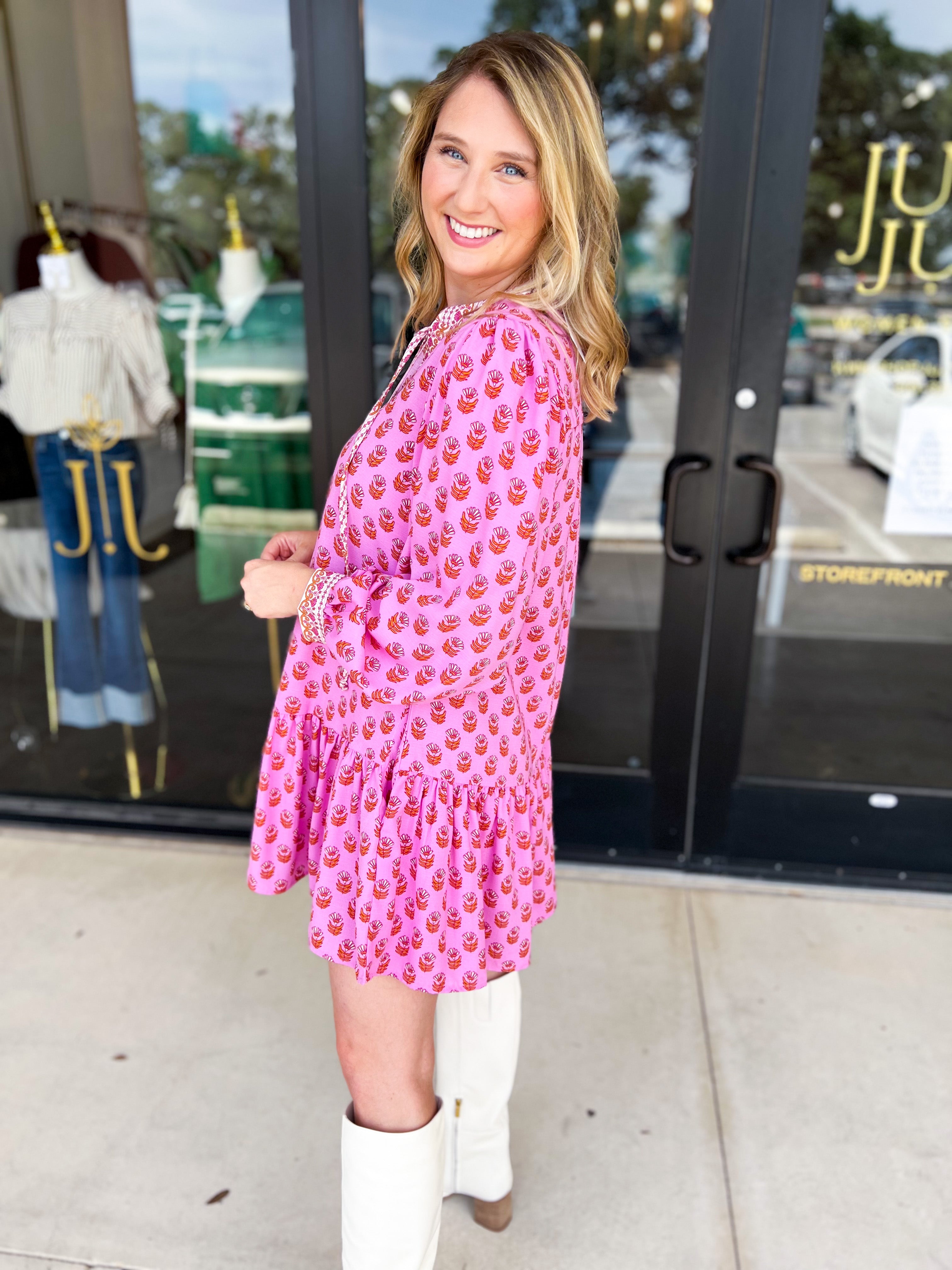 Mary Square - Pink Natasha Mini Dress-510 Mini-MARY SQUARE-July & June Women's Fashion Boutique Located in San Antonio, Texas