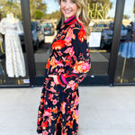 Bold Paisley Floral Print Midi Dress-500 Midi-JODIFL-July & June Women's Fashion Boutique Located in San Antonio, Texas