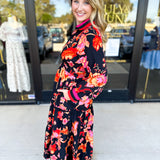 Bold Paisley Floral Print Midi Dress-500 Midi-JODIFL-July & June Women's Fashion Boutique Located in San Antonio, Texas