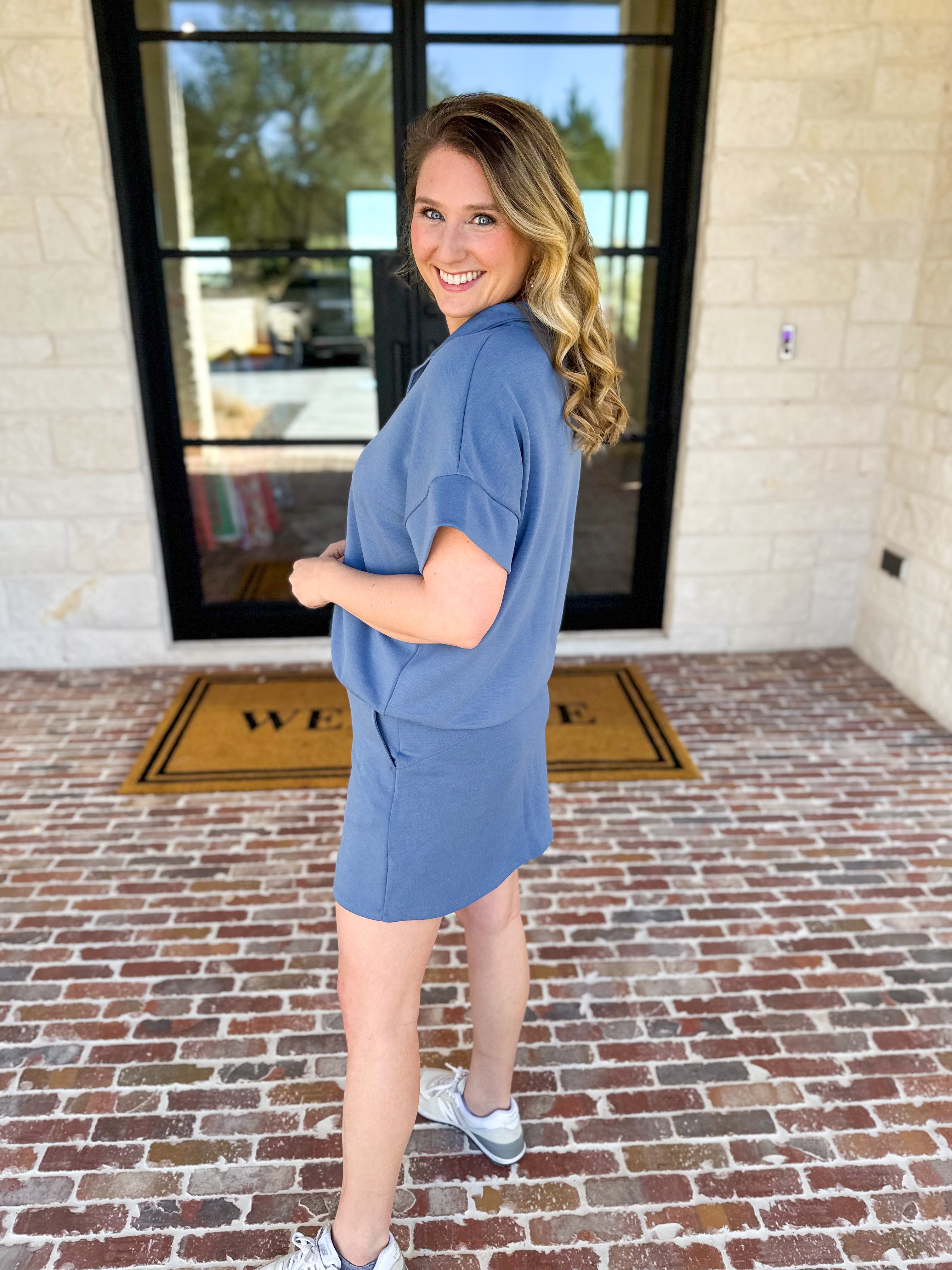 Weekend Traveler Skort Set - Sky Blue-300 Athleisure/Lounge-RAE MODE-July & June Women's Fashion Boutique Located in San Antonio, Texas