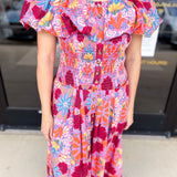 The Callie Floral Off The Shoulder Midi Dress-500 Midi-OLIVACEOUS-July & June Women's Fashion Boutique Located in San Antonio, Texas