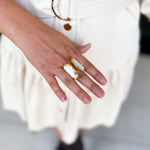 Easton Elle - Linear Doubled Ring - Pearl-110 Jewelry & Hair-Easton Elle-July & June Women's Fashion Boutique Located in San Antonio, Texas