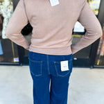 Long Sleeve Sweater Top - Mocha-230 Sweaters/Cardis-ENTRO-July & June Women's Fashion Boutique Located in San Antonio, Texas