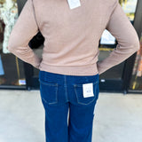 Long Sleeve Sweater Top - Mocha-230 Sweaters/Cardis-ENTRO-July & June Women's Fashion Boutique Located in San Antonio, Texas