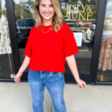 The Ella Knit Sweater Top - Red-230 Sweaters/Cardis-JODIFL-July & June Women's Fashion Boutique Located in San Antonio, Texas