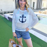 Anchor Mesh Sweater Top-230 Sweaters/Cardis-SHIRALEAH-July & June Women's Fashion Boutique Located in San Antonio, Texas