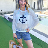 Anchor Mesh Sweater Top-230 Sweaters/Cardis-SHIRALEAH-July & June Women's Fashion Boutique Located in San Antonio, Texas