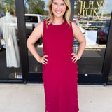Casual Chic Midi Dress - Cherry-500 Midi-ENTRO-July & June Women's Fashion Boutique Located in San Antonio, Texas