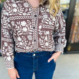 The Wrenlee Blouse - Chocolate Brown-200 Fashion Blouses-POLOGRAM-July & June Women's Fashion Boutique Located in San Antonio, Texas