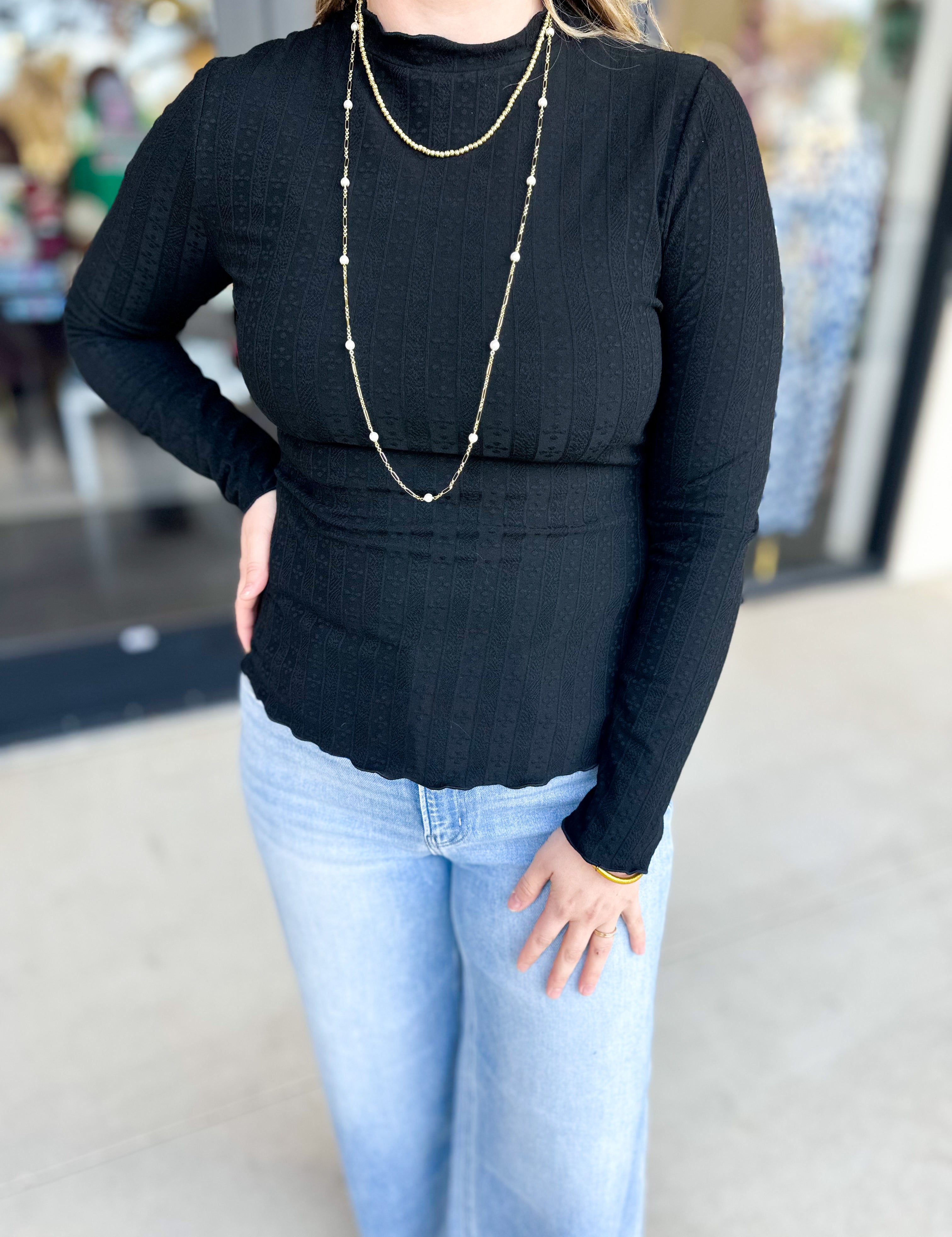 Kinsley Long Sleeve - Black-210 Casual Blouses-POLOGRAM-July & June Women's Fashion Boutique Located in San Antonio, Texas