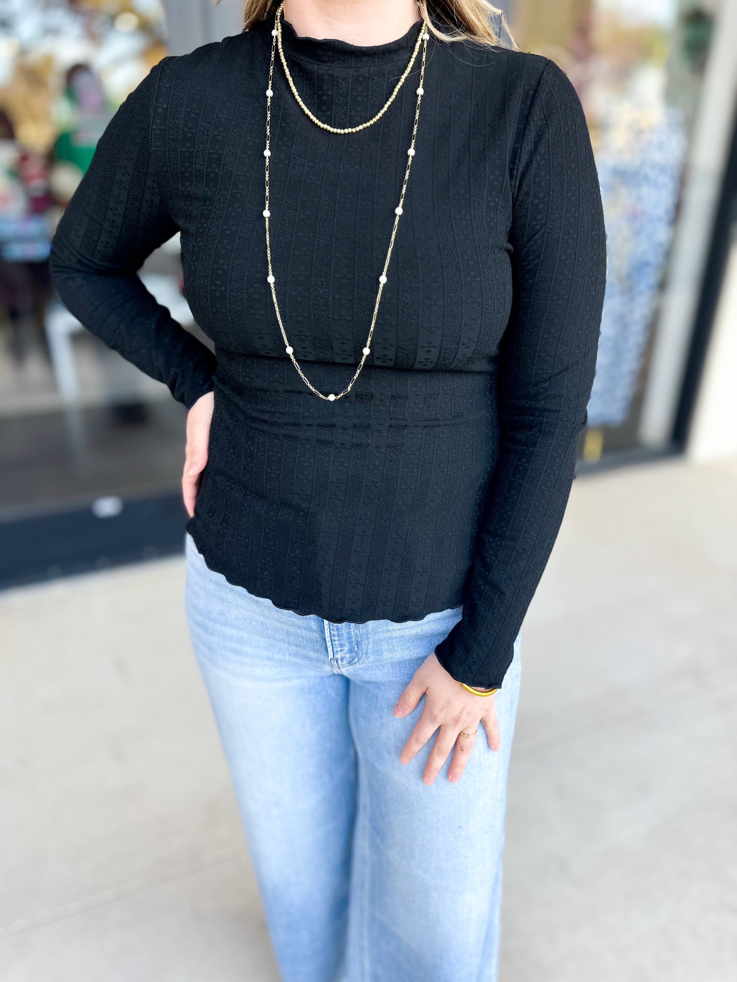 Kinsley Long Sleeve - Black-210 Casual Blouses-POLOGRAM-July & June Women's Fashion Boutique Located in San Antonio, Texas
