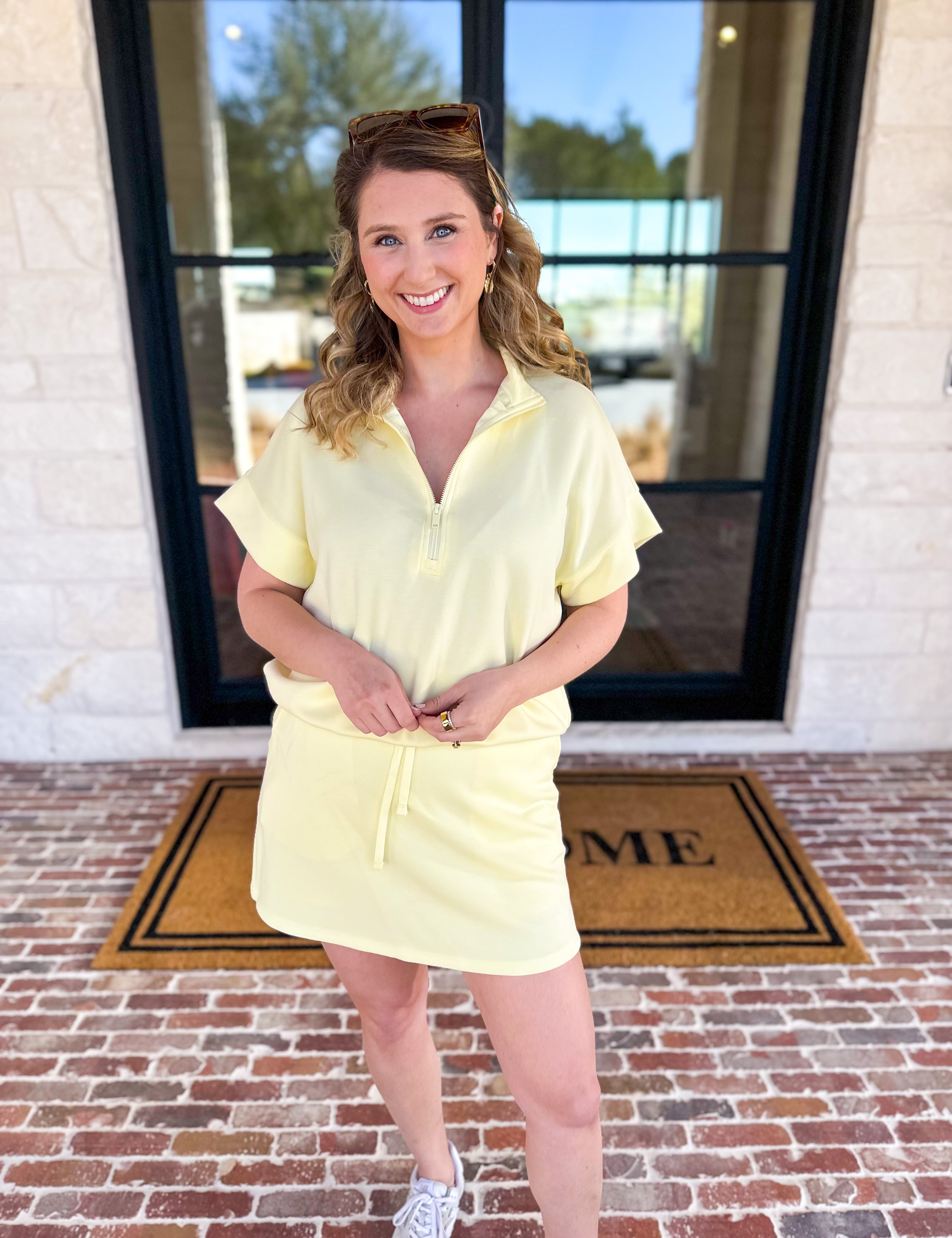 Weekend Traveler Skort Set - Lemon-300 Athleisure/Lounge-RAE MODE-July & June Women's Fashion Boutique Located in San Antonio, Texas