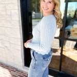 Pointelle Cardigan - Soft Blue-230 Sweaters/Cardis-ALLIE ROSE-July & June Women's Fashion Boutique Located in San Antonio, Texas