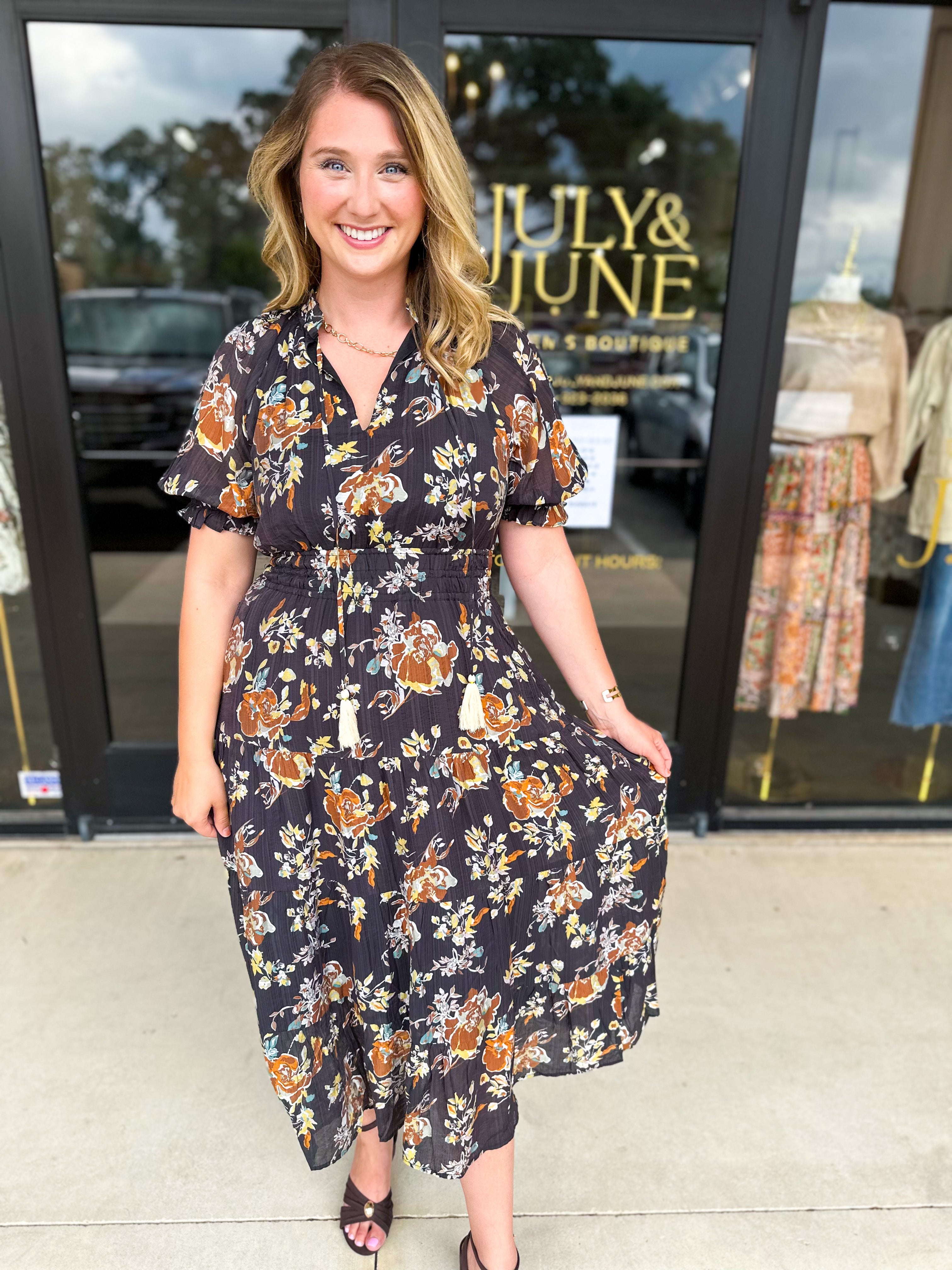 THML - Elise Garden Midi Dress-500 Midi-THML-July & June Women's Fashion Boutique Located in San Antonio, Texas
