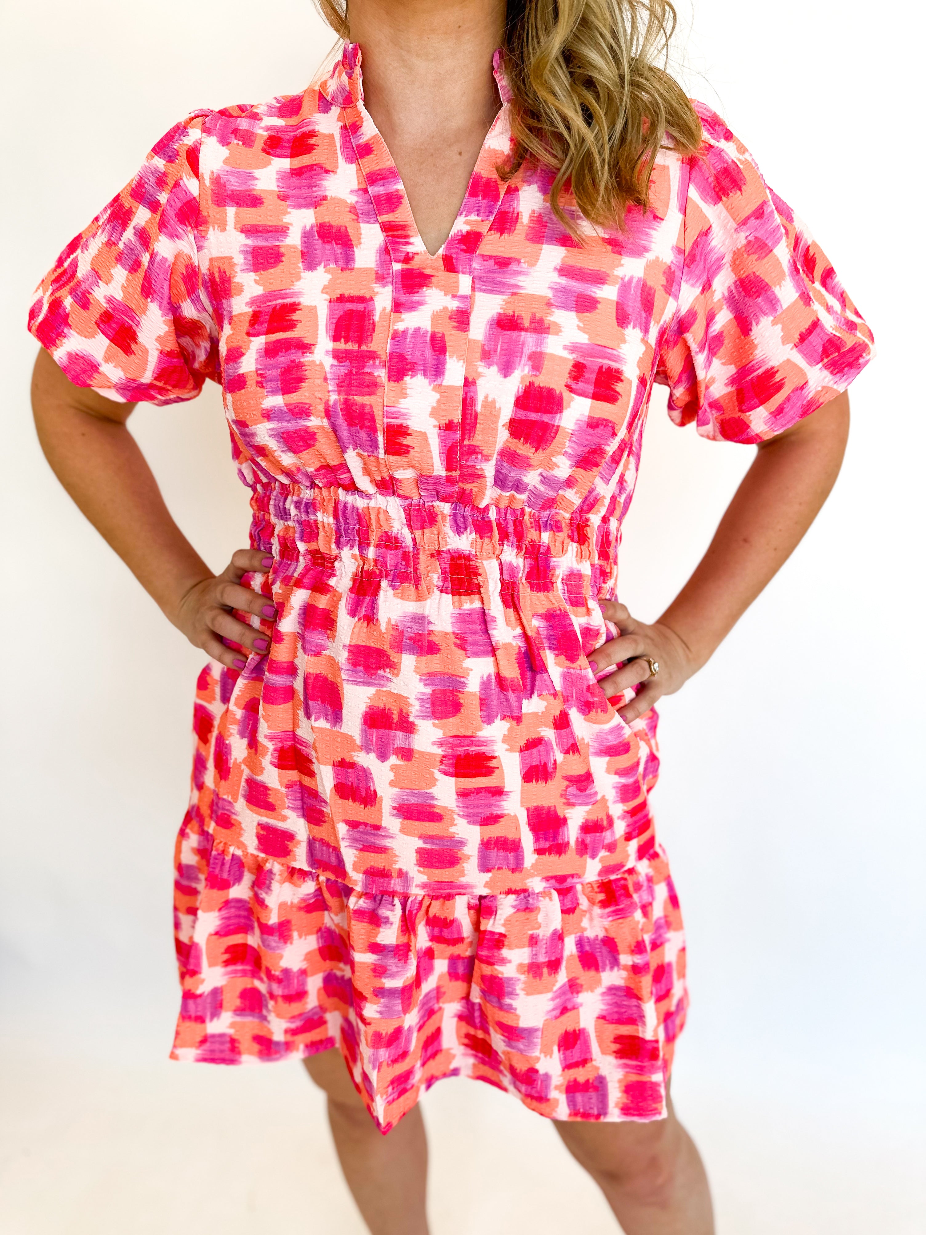 Pink & Peach Mini Dress - THML-510 Mini-THML-July & June Women's Fashion Boutique Located in San Antonio, Texas