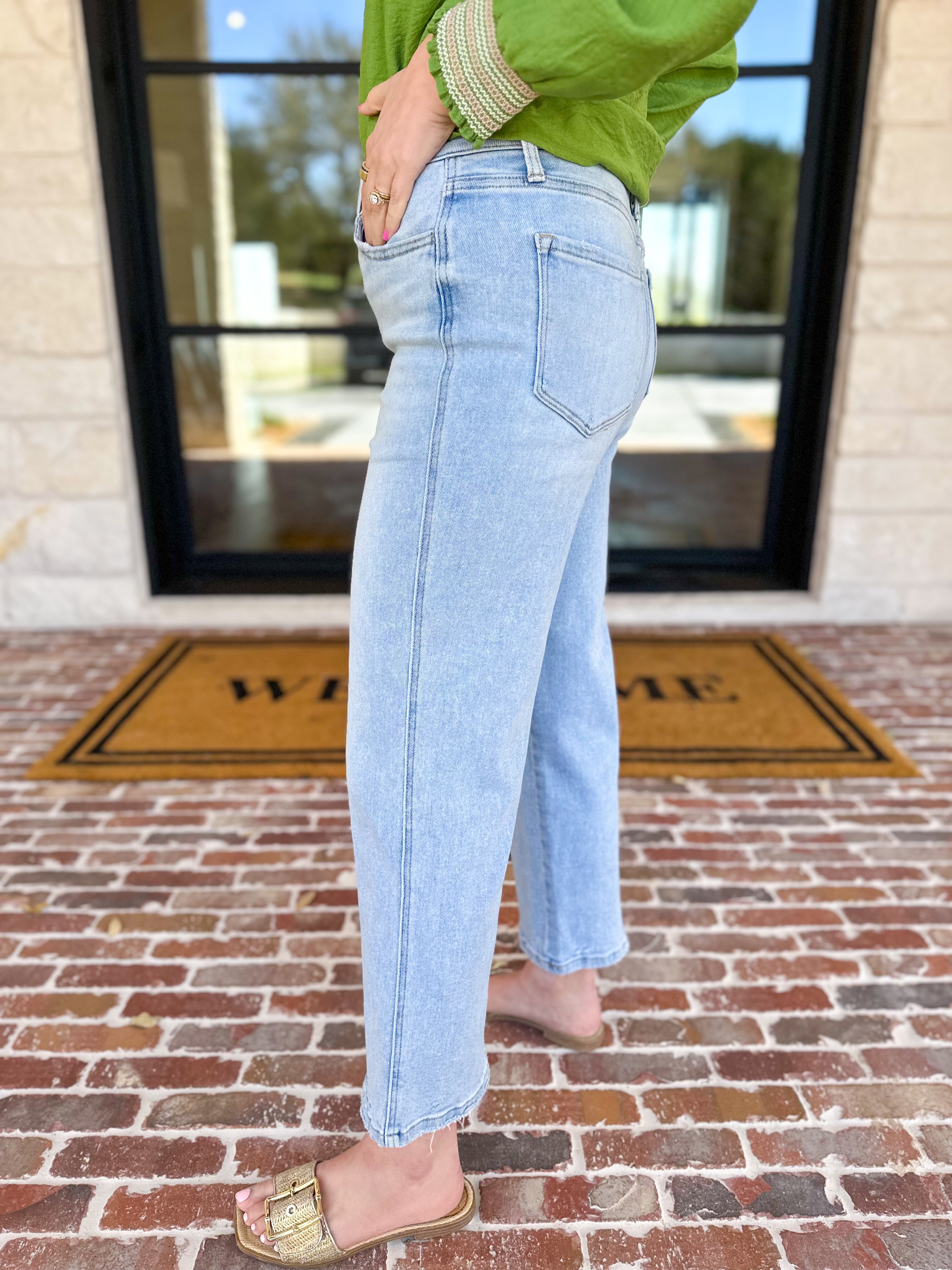 Vervet - High Rise Cropped Slim Wide Jeans-400 Pants-VEVERT BY FLYING MONKEY-July & June Women's Fashion Boutique Located in San Antonio, Texas