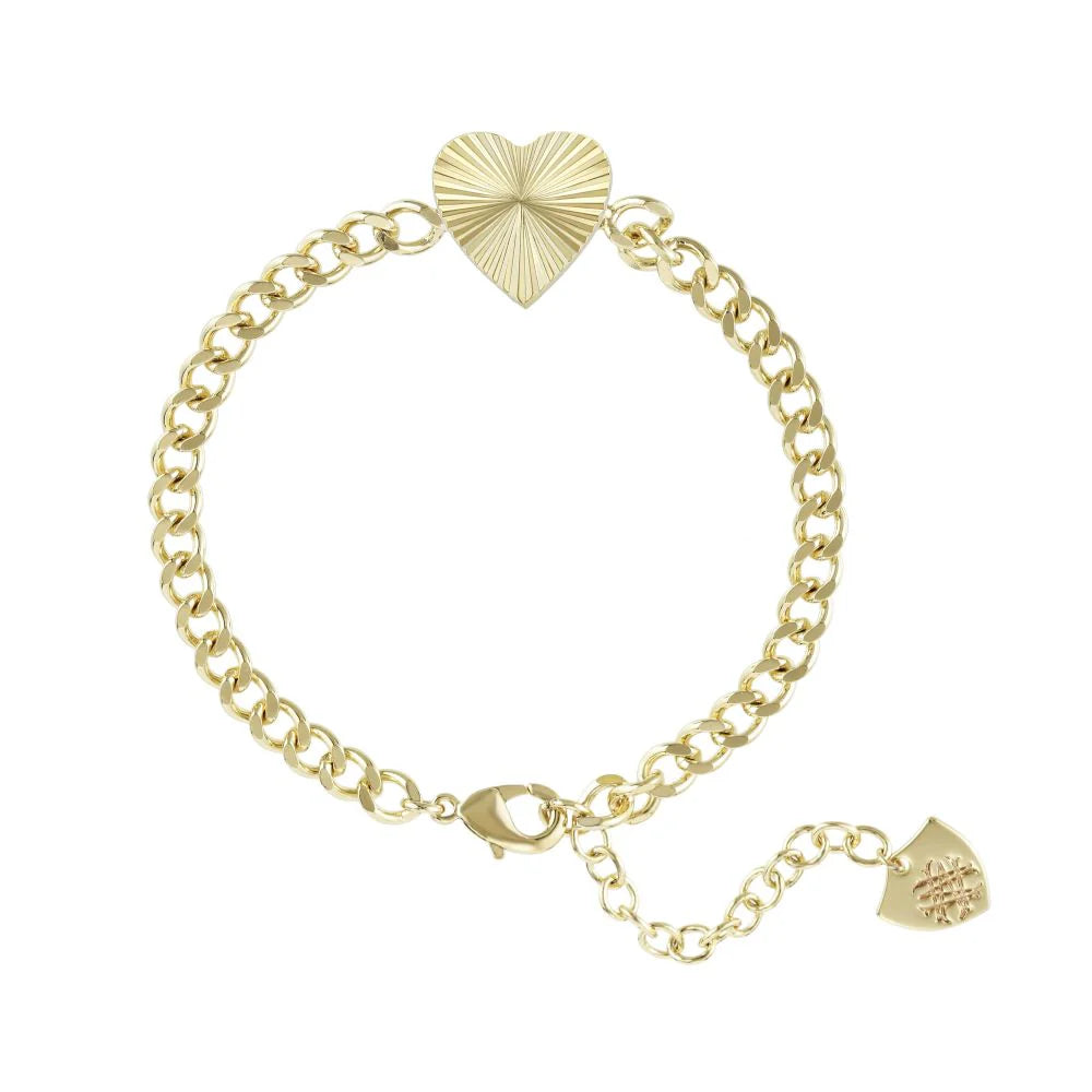 Natalie Wood - Adorned Heart Chain Bracelet Gold-110 Jewelry & Hair-Natalie Wood-July & June Women's Fashion Boutique Located in San Antonio, Texas