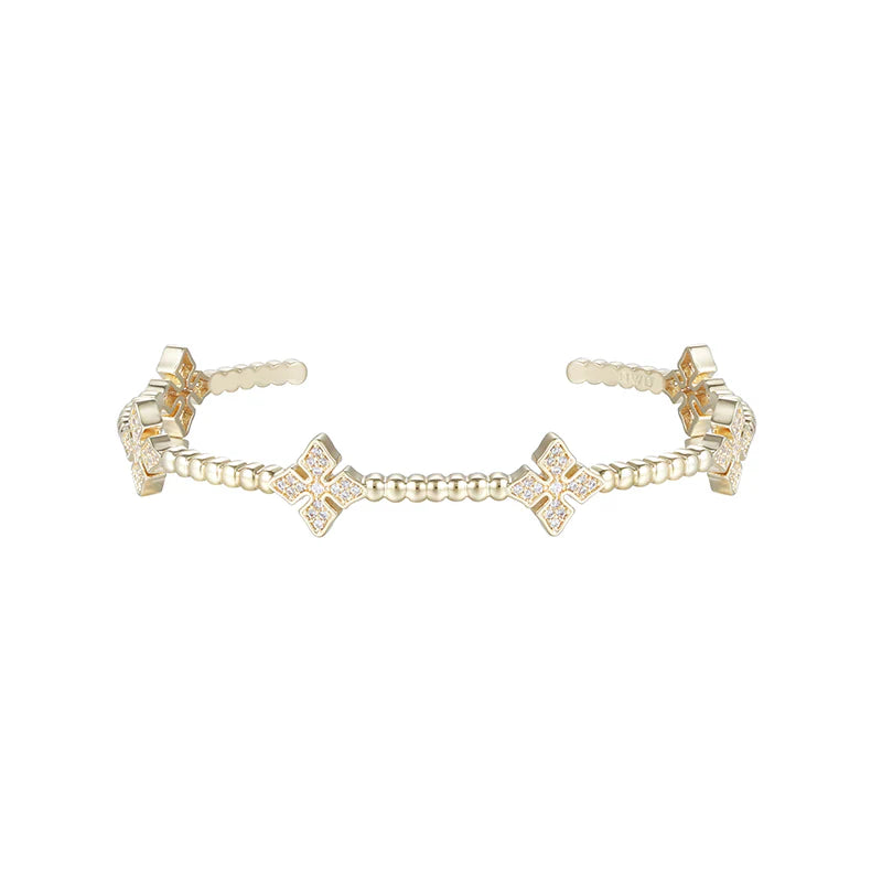Natalie Wood - Radiant Cross Station Cuff Bracelet Gold-110 Jewelry & Hair-Natalie Wood-July & June Women's Fashion Boutique Located in San Antonio, Texas