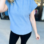 THML - Mock Neck Fuzzy Sweater Top - Ice Blue-230 Sweaters/Cardis-THML-July & June Women's Fashion Boutique Located in San Antonio, Texas