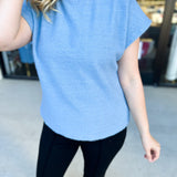 THML - Mock Neck Fuzzy Sweater Top - Ice Blue-230 Sweaters/Cardis-THML-July & June Women's Fashion Boutique Located in San Antonio, Texas