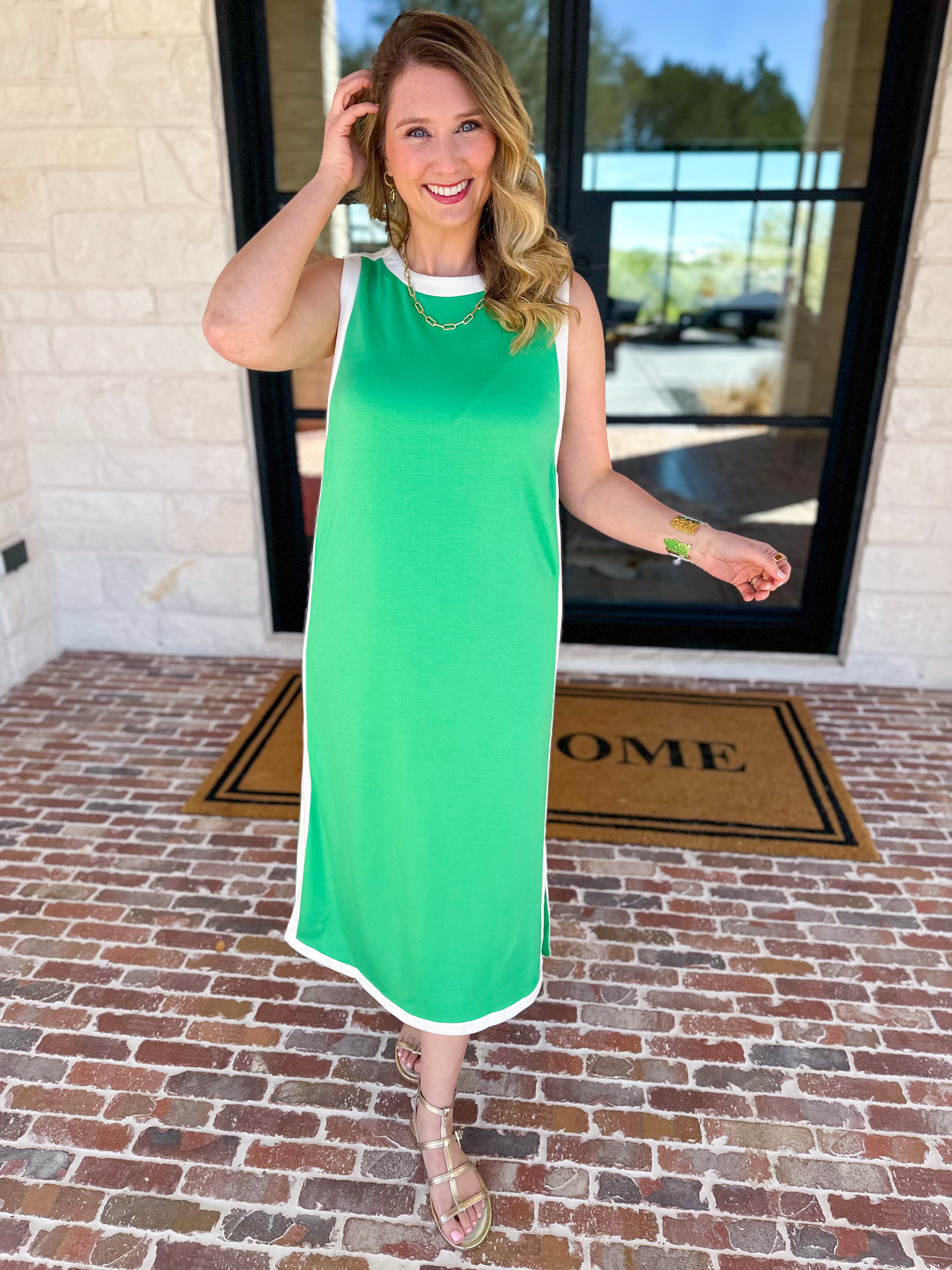 The Casual Cutie Midi Dress - Kelly Green-500 Midi-ENTRO-July & June Women's Fashion Boutique Located in San Antonio, Texas