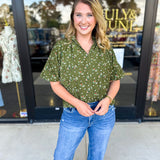 THML - Floral Suede Blouse-200 Fashion Blouses-THML-July & June Women's Fashion Boutique Located in San Antonio, Texas