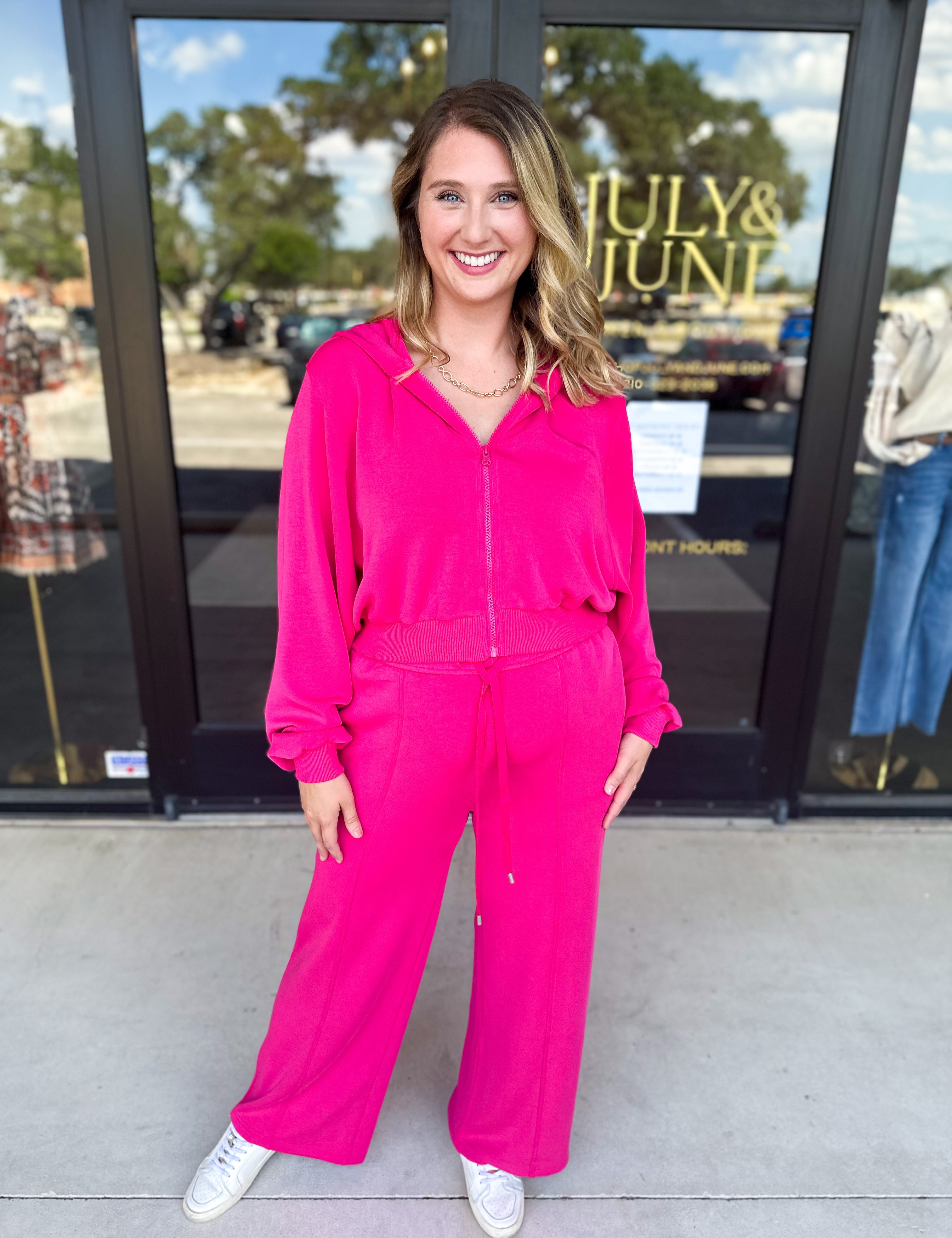 Soft Modal Lounge Pants - Fuchsia Pink-300 Athleisure/Lounge-SKIES ARE BLUE-July & June Women's Fashion Boutique Located in San Antonio, Texas