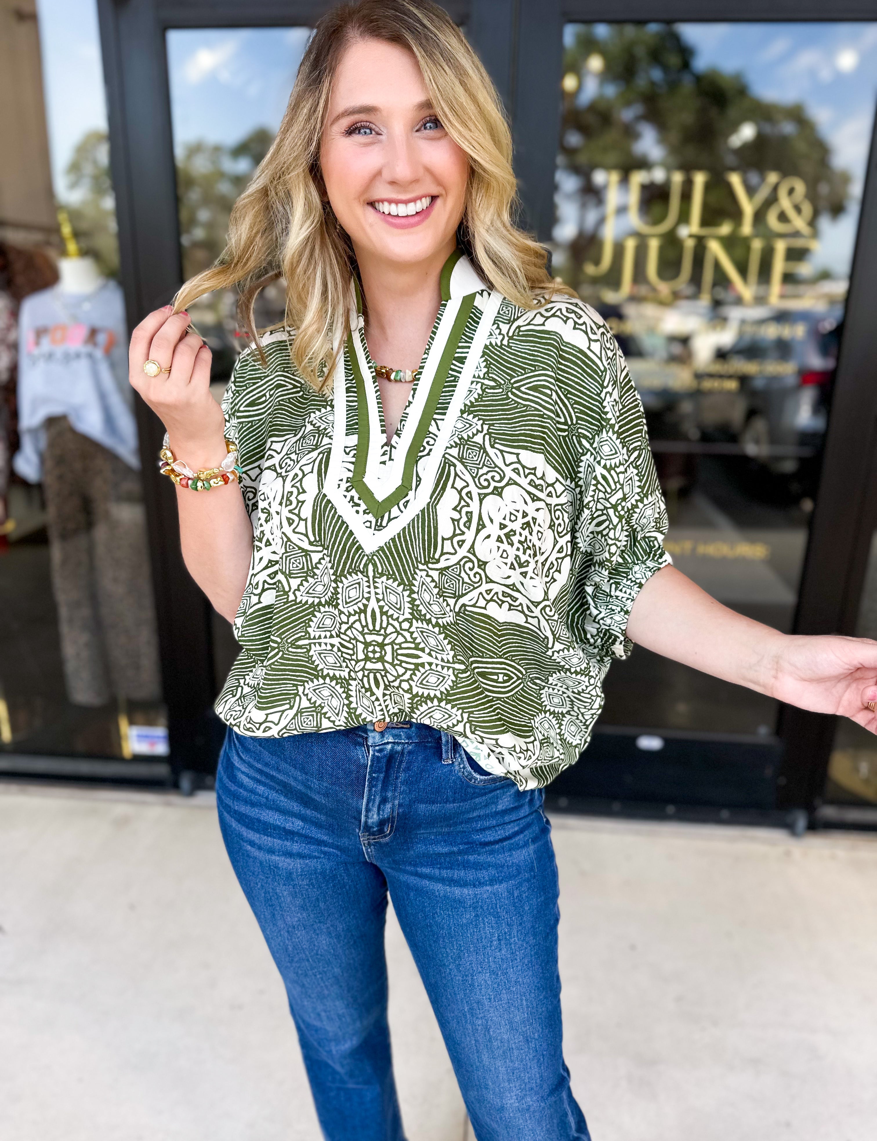 The Lettie Blouse-200 Fashion Blouses-ENTRO-July & June Women's Fashion Boutique Located in San Antonio, Texas