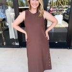 Casual Chic Midi Dress - Espresso-500 Midi-ENTRO-July & June Women's Fashion Boutique Located in San Antonio, Texas