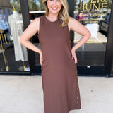Casual Chic Midi Dress - Espresso-500 Midi-ENTRO-July & June Women's Fashion Boutique Located in San Antonio, Texas