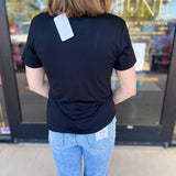 Essential V-Neck Tee - Black-210 Casual Blouses-ADRIENNE-July & June Women's Fashion Boutique Located in San Antonio, Texas