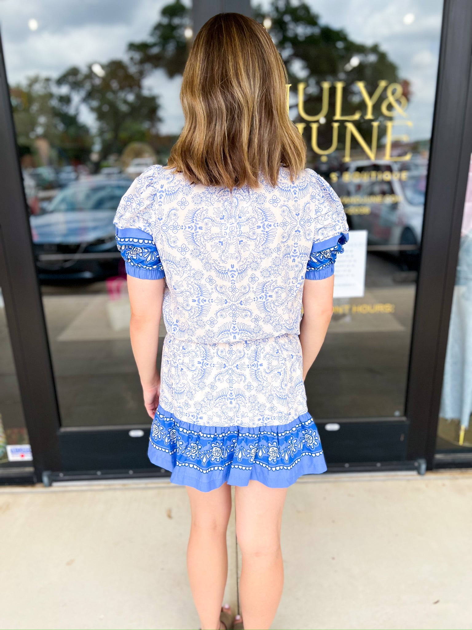 On The Border Blue Mini Skirt-410 Shorts/Skirts-PINCH-July & June Women's Fashion Boutique Located in San Antonio, Texas