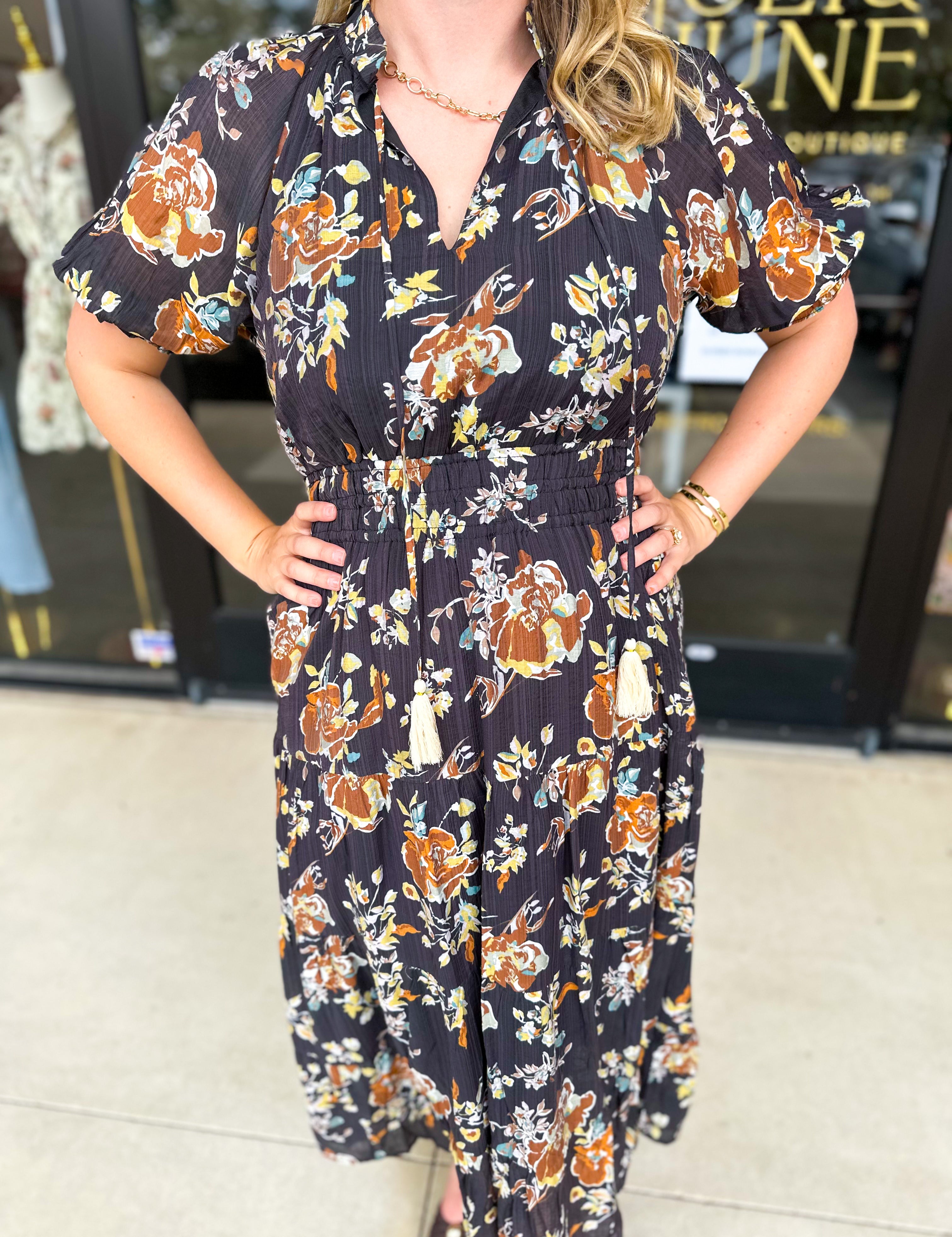 THML - Elise Garden Midi Dress-500 Midi-THML-July & June Women's Fashion Boutique Located in San Antonio, Texas