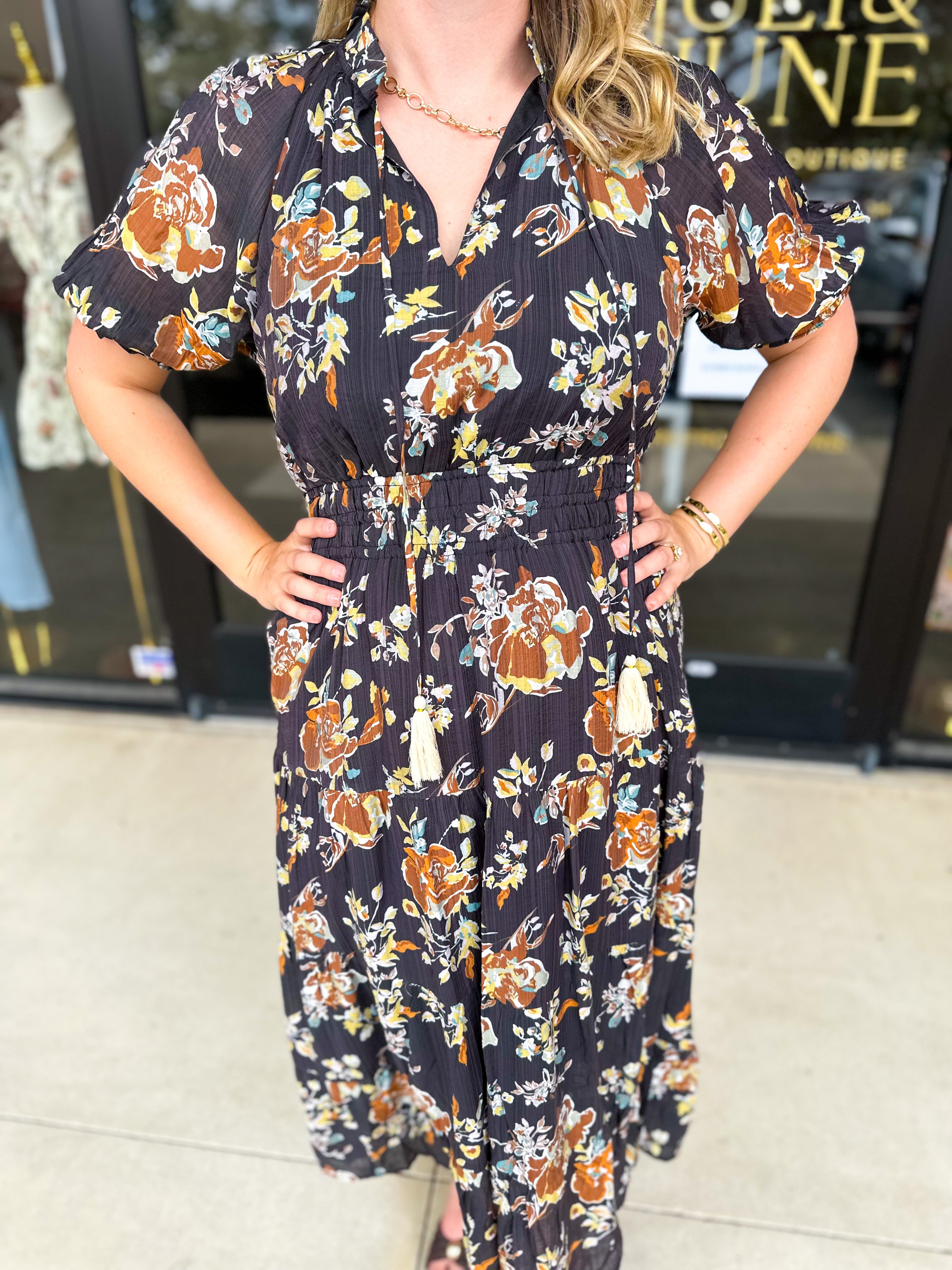 THML - Elise Garden Midi Dress-500 Midi-THML-July & June Women's Fashion Boutique Located in San Antonio, Texas