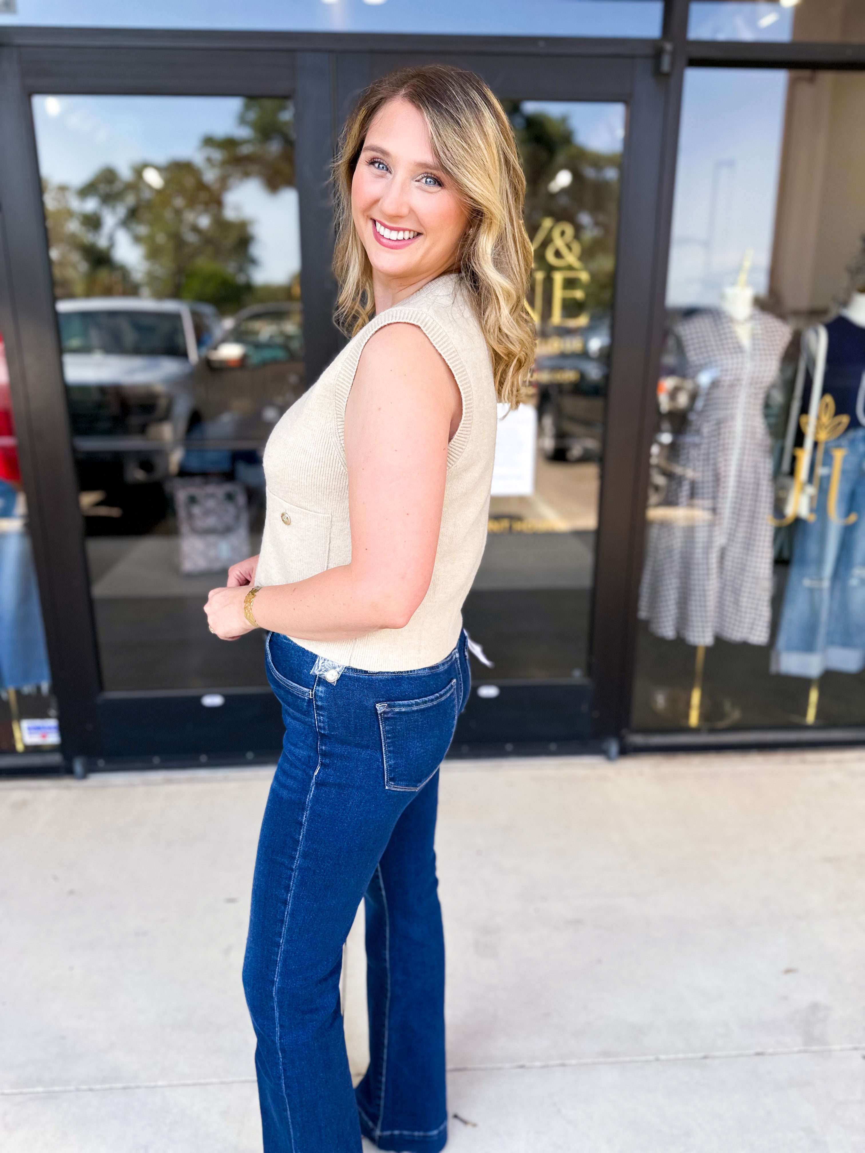 Classic Chic Knit Vest - Ecru-230 Sweaters/Cardis-ENTRO-July & June Women's Fashion Boutique Located in San Antonio, Texas