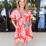 THML - Orange & Blue Mini Dress-510 Mini-THML-July & June Women's Fashion Boutique Located in San Antonio, Texas