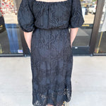 Midnight Textured Midi Dress-500 Midi-POLOGRAM-July & June Women's Fashion Boutique Located in San Antonio, Texas