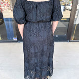 Midnight Textured Midi Dress-500 Midi-POLOGRAM-July & June Women's Fashion Boutique Located in San Antonio, Texas