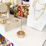 Easton Elle - Paradise Pearl Hoop Earrings - Tigers Eye-110 Jewelry & Hair-Easton Elle-July & June Women's Fashion Boutique Located in San Antonio, Texas