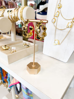 Easton Elle - Paradise Pearl Hoop Earrings - Tigers Eye-110 Jewelry & Hair-Easton Elle-July & June Women's Fashion Boutique Located in San Antonio, Texas