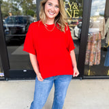 The Ella Knit Sweater Top - Red-230 Sweaters/Cardis-JODIFL-July & June Women's Fashion Boutique Located in San Antonio, Texas