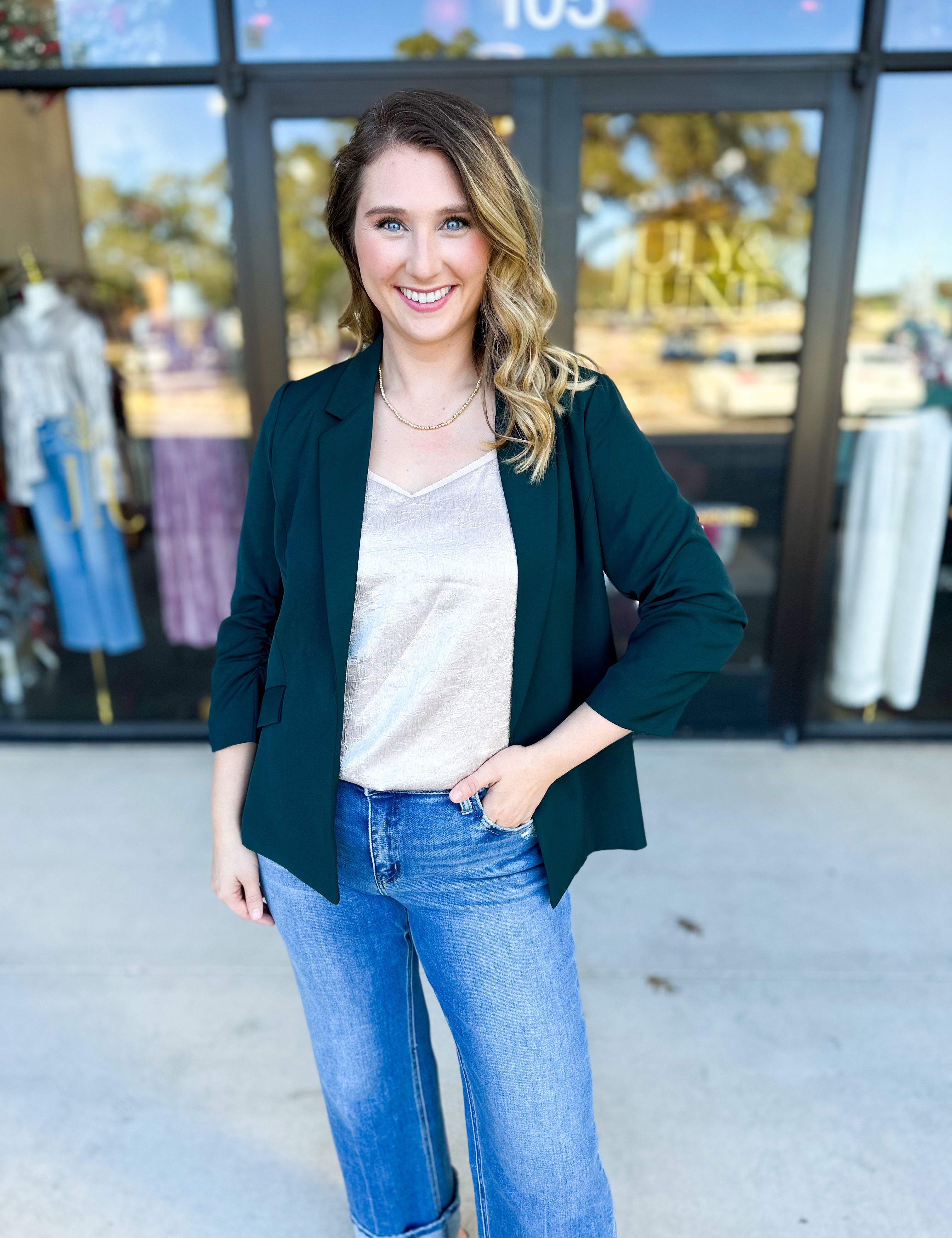 The Blair Blazer - Forrest-600 Outerwear-SKIES ARE BLUE-July & June Women's Fashion Boutique Located in San Antonio, Texas