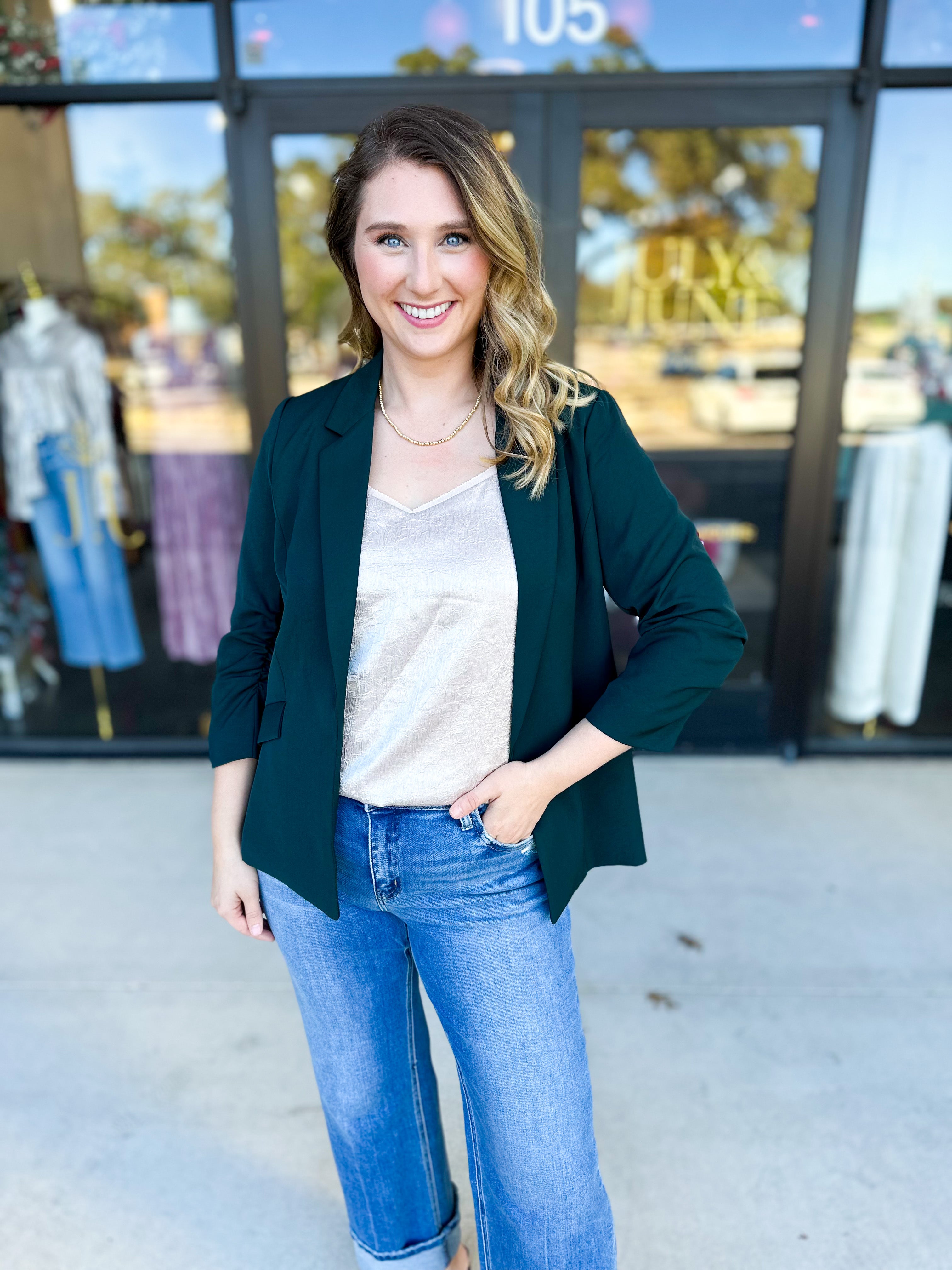 The Blair Blazer - Forrest-600 Outerwear-SKIES ARE BLUE-July & June Women's Fashion Boutique Located in San Antonio, Texas