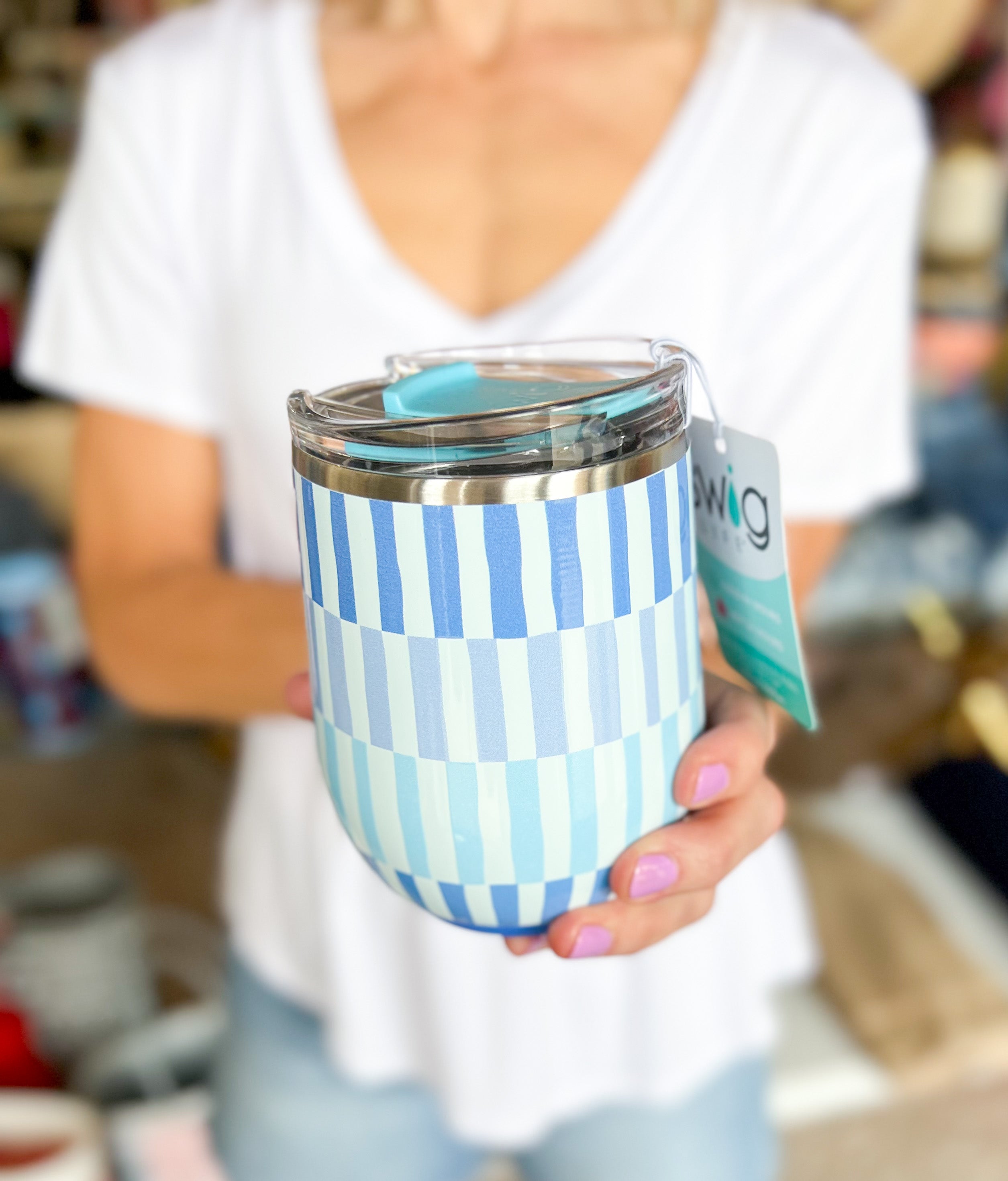 SWIG - Glacier Stripe Stemless Wine Cup-140 Gifts + Home-SWIG-July & June Women's Fashion Boutique Located in San Antonio, Texas