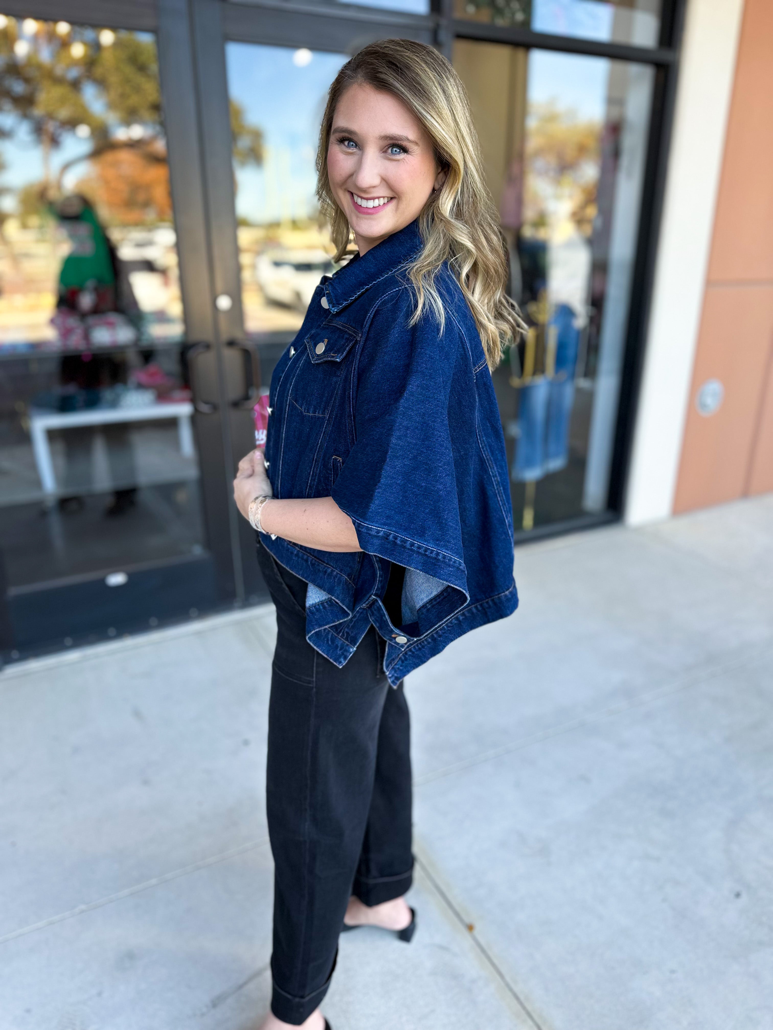 Short Sleeve Denim Jacket-600 Outerwear-TCEC-July & June Women's Fashion Boutique Located in San Antonio, Texas