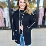 THML - Black Contrast Cardigan-230 Sweaters/Cardis-THML-July & June Women's Fashion Boutique Located in San Antonio, Texas