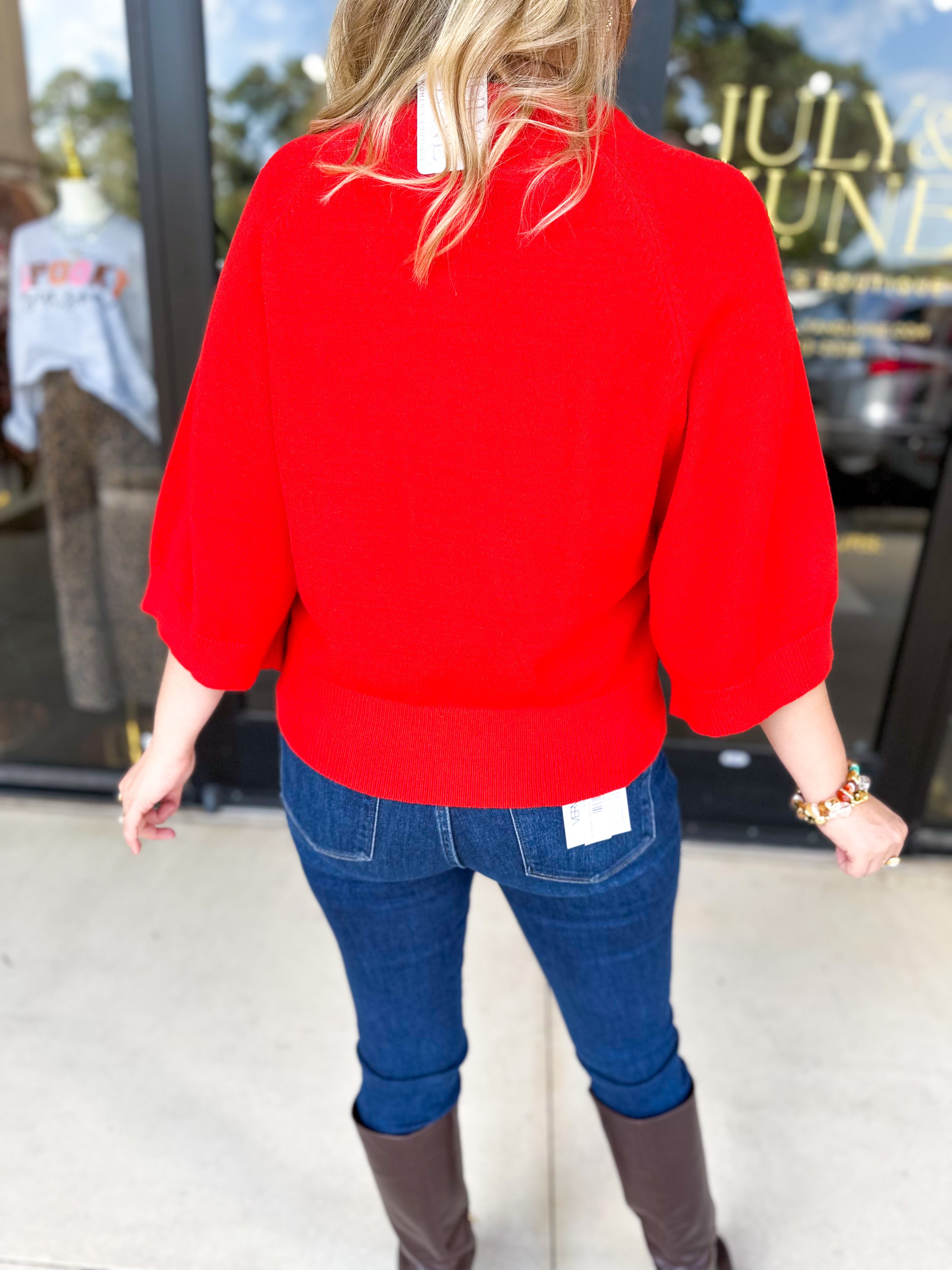 The Eva Sweater - Red-200 Fashion Blouses-JODIFL-July & June Women's Fashion Boutique Located in San Antonio, Texas