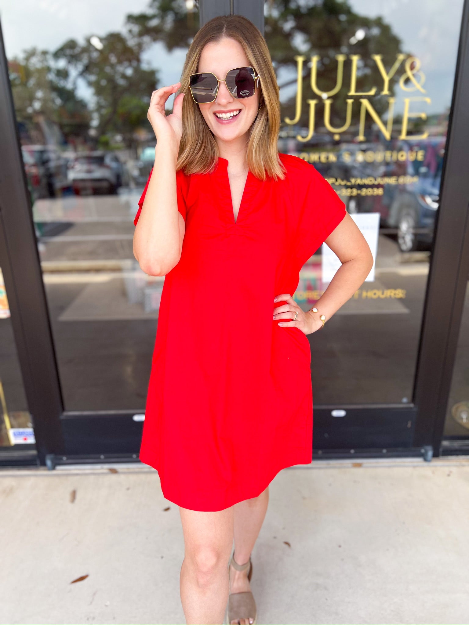 The Melinda Mini Dress - Red-510 Mini-PINCH-July & June Women's Fashion Boutique Located in San Antonio, Texas